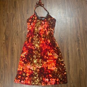 B. Smart Red and Orange Patterned Dress